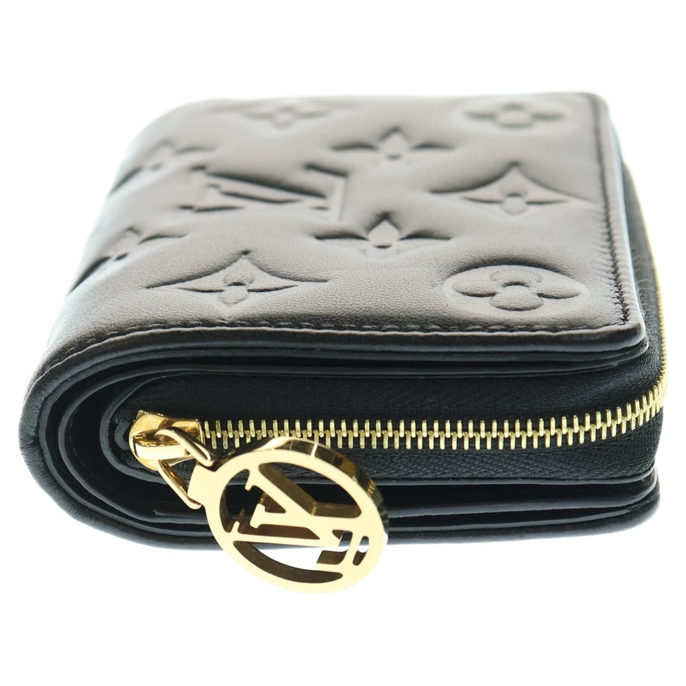 LOUIS VUITTON(ルイヴィトン) ポルトフォイユ ルー モノグラム エンボス ラムスキン レザー ラウンドジップ コンパクトウォレット 二つ折り財布 ゴールド金具 ブラック M81599