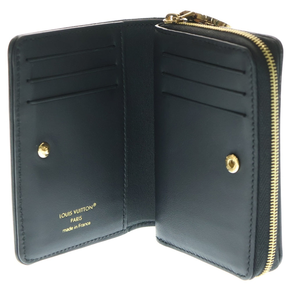 LOUIS VUITTON(ルイヴィトン) ポルトフォイユ ルー モノグラム エンボス ラムスキン レザー ラウンドジップ コンパクトウォレット 二つ折り財布 ゴールド金具 ブラック M81599