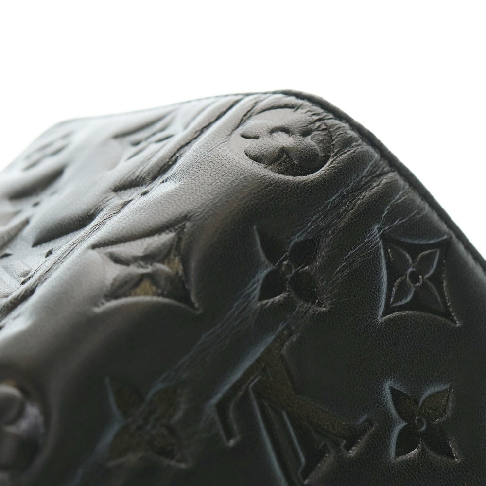 LOUIS VUITTON(ルイヴィトン) ポルトフォイユ ルー モノグラム エンボス ラムスキン レザー ラウンドジップ コンパクトウォレット 二つ折り財布 ゴールド金具 ブラック M81599