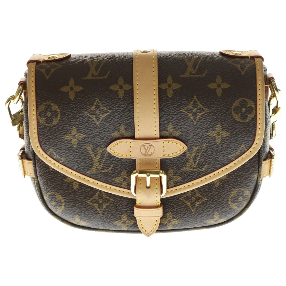 LOUIS VUITTON(ルイヴィトン) ソミュールBB モノグラム PVC レザー ショルダーバッグ ゴールド金具 ブラウン M46740