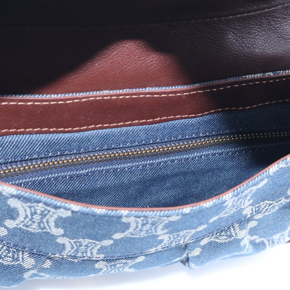 CELINE(セリーヌ) パリ マカダム ワンショルダーバッグ ハンドバッグ ネイビー デニム×レザー ヴィンテージ