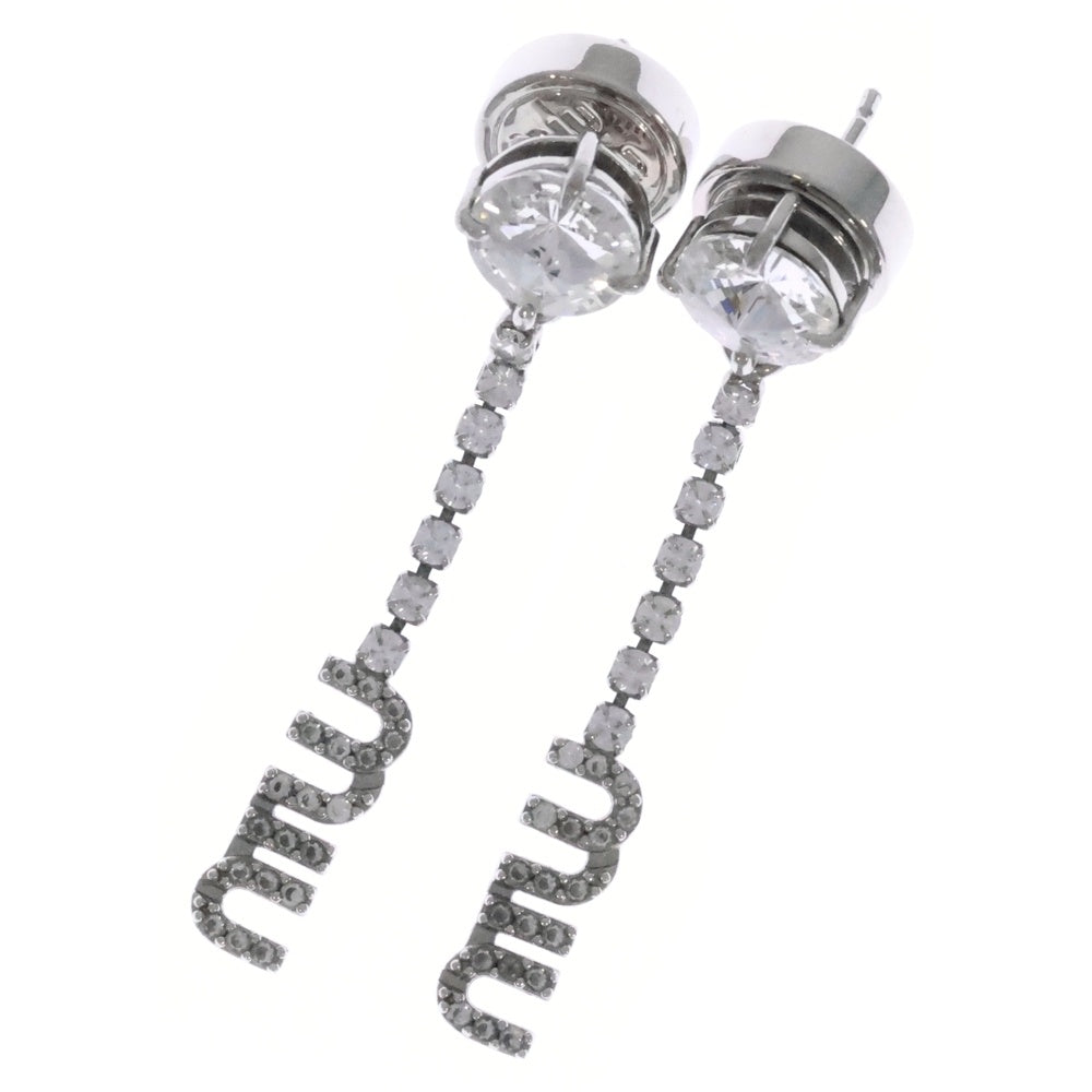 miumiu(ミュウミュウ) ビジュー クリスタル ロゴプレート ドロップピアス シルバー レディース 5IO058 2DNC F0OKL