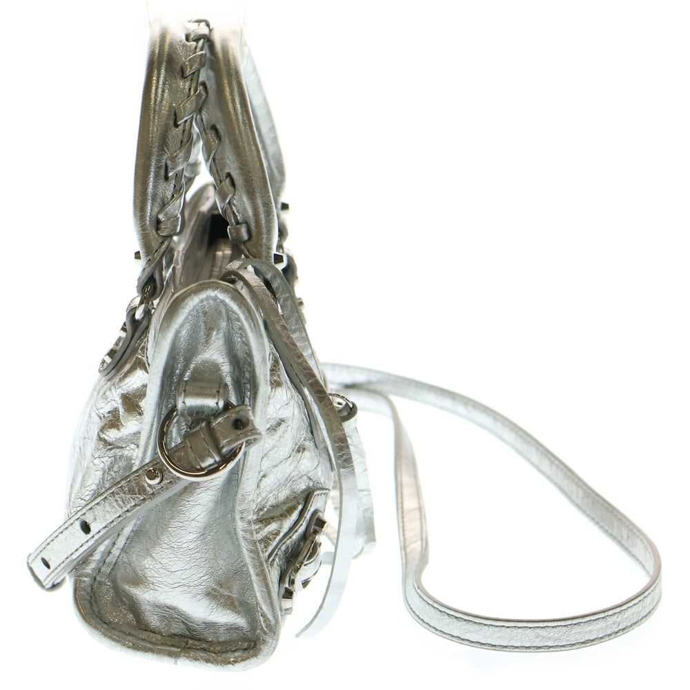 BALENCIAGA(バレンシアガ) Le city NANO ル シティ ナノ ラムスキン レザー 2WAY ハンド ショルダーバッグ シルバー金具 シルバー 819671