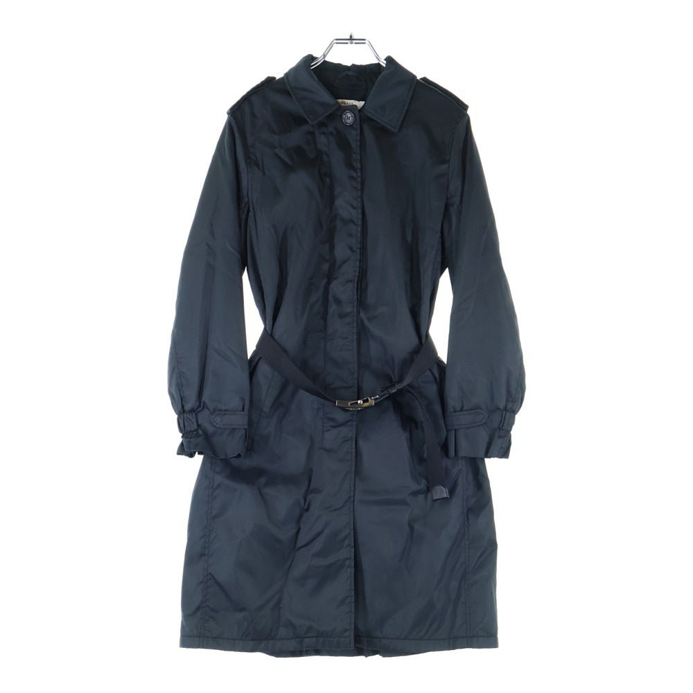 PRADA(プラダ) ロゴプレート バックル サフィアーノレザー ベルト ナイロン 中綿 ステンカラーコート ブラック 24V3770