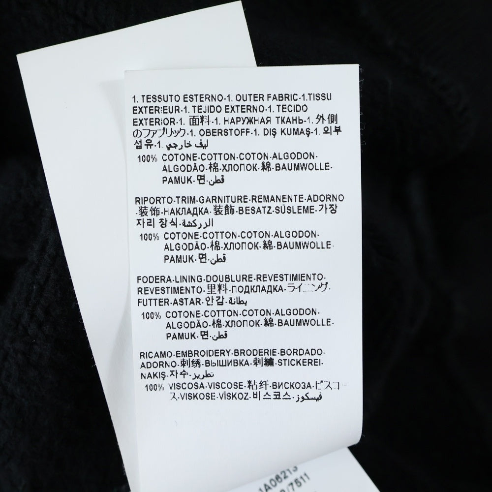 VERSACE(ヴェルサーチ) 24SS ラ メドゥーサ ドローコードチャーム ロゴ刺繍 プルオーバースウェットパーカー フーディー ブラック 1008661