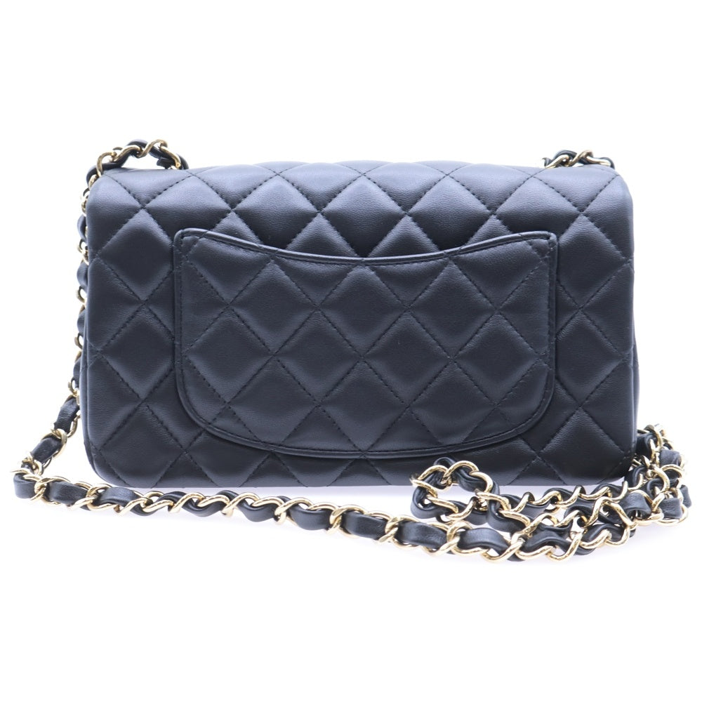 CHANEL(シャネル) ミニマトラッセ20 シングルフラップ シングルチェーン ショルダーバッグ ブラック ラムスキン ゴールド金具