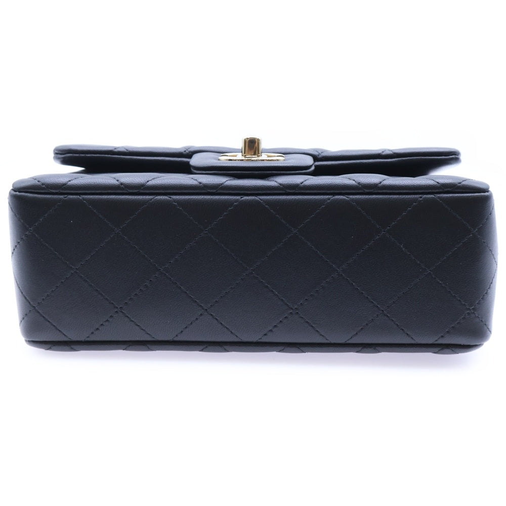 CHANEL(シャネル) ミニマトラッセ20 シングルフラップ シングルチェーン ショルダーバッグ ブラック ラムスキン ゴールド金具