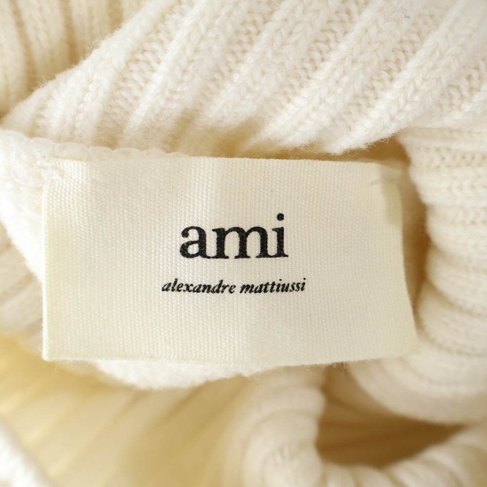 ami paris(アミパリス) 21AW Ami de Coeur アミ ドゥ クール ロゴジャガード タートルネック プルオーバー 長袖ニット セーター ホワイト H21K203.018