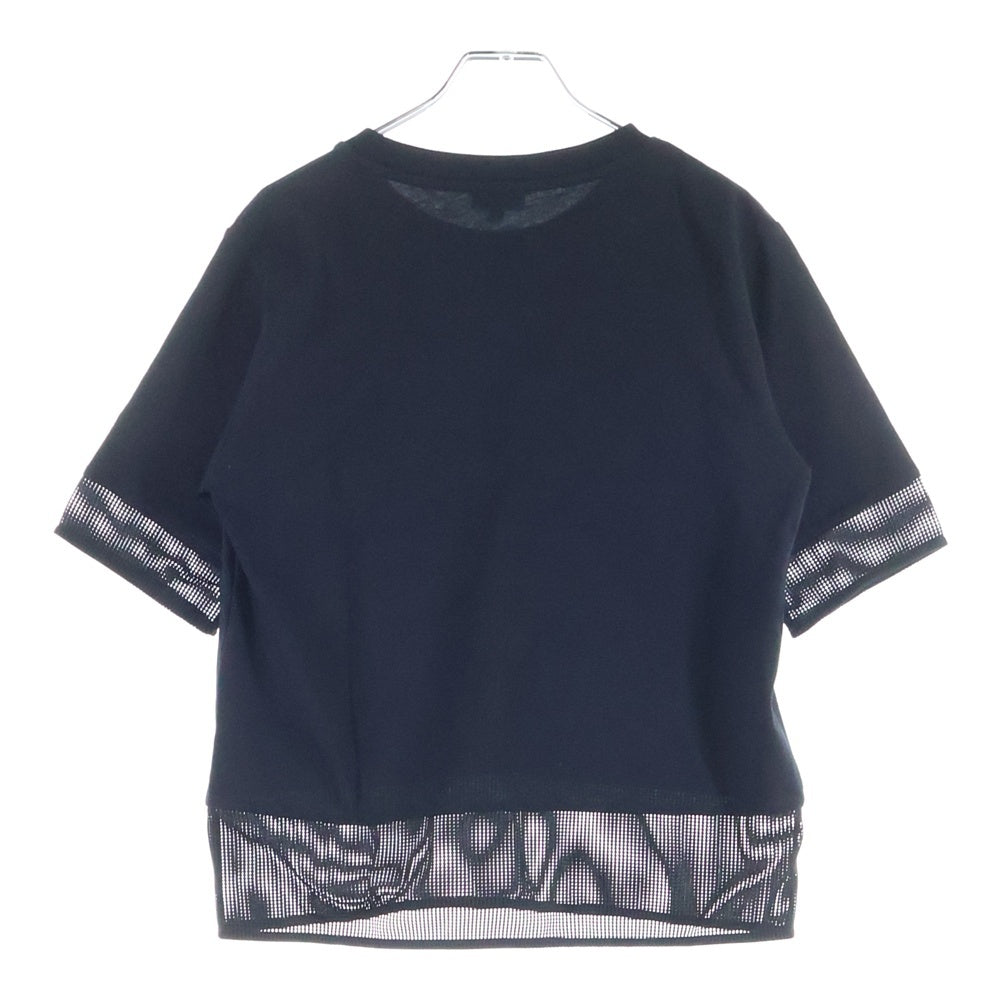 KENZO(ケンゾー) ロゴプリント メッシュ切り替え クルーネック 半袖Tシャツ カットソー ブラック FA52TS617986 レディース