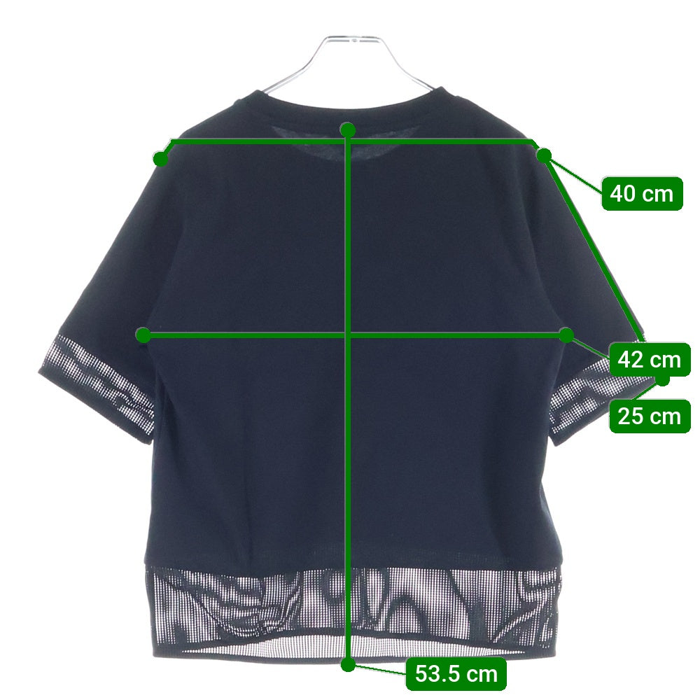 KENZO(ケンゾー) ロゴプリント メッシュ切り替え クルーネック 半袖Tシャツ カットソー ブラック FA52TS617986 レディース