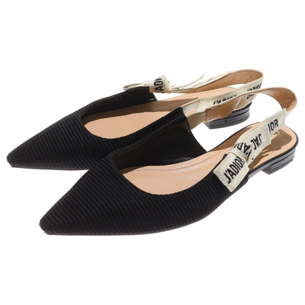Christian Dior(クリスチャンディオール) J'ADIOR ジャディオール スリングバック ストラップ ポインテッドトゥ フラットパンプス シューズ ブラック レディース
