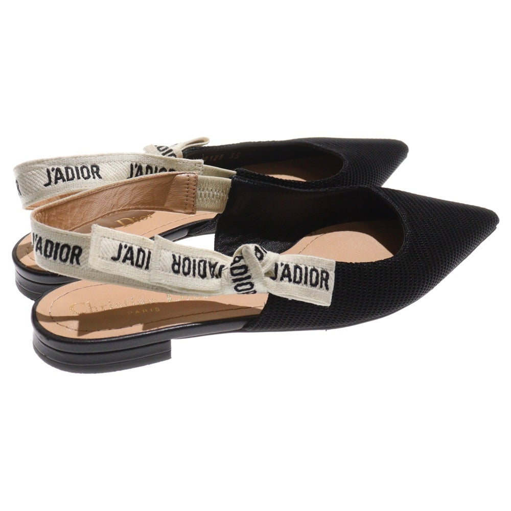 Christian Dior(クリスチャンディオール) J'ADIOR ジャディオール スリングバック ストラップ ポインテッドトゥ フラットパンプス シューズ ブラック レディース