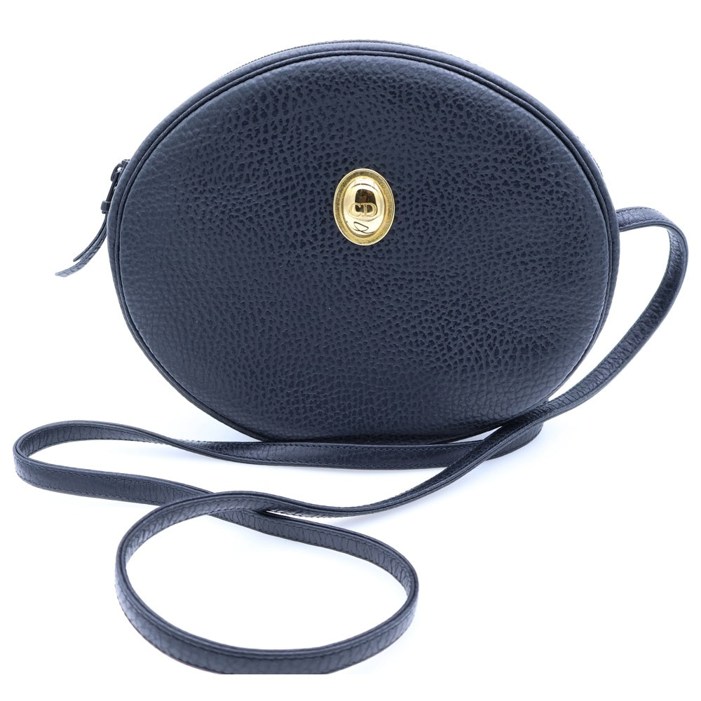 Christian Dior(クリスチャンディオール) CDロゴ ヴィンテージ ショルダーバッグ ブラック レザー