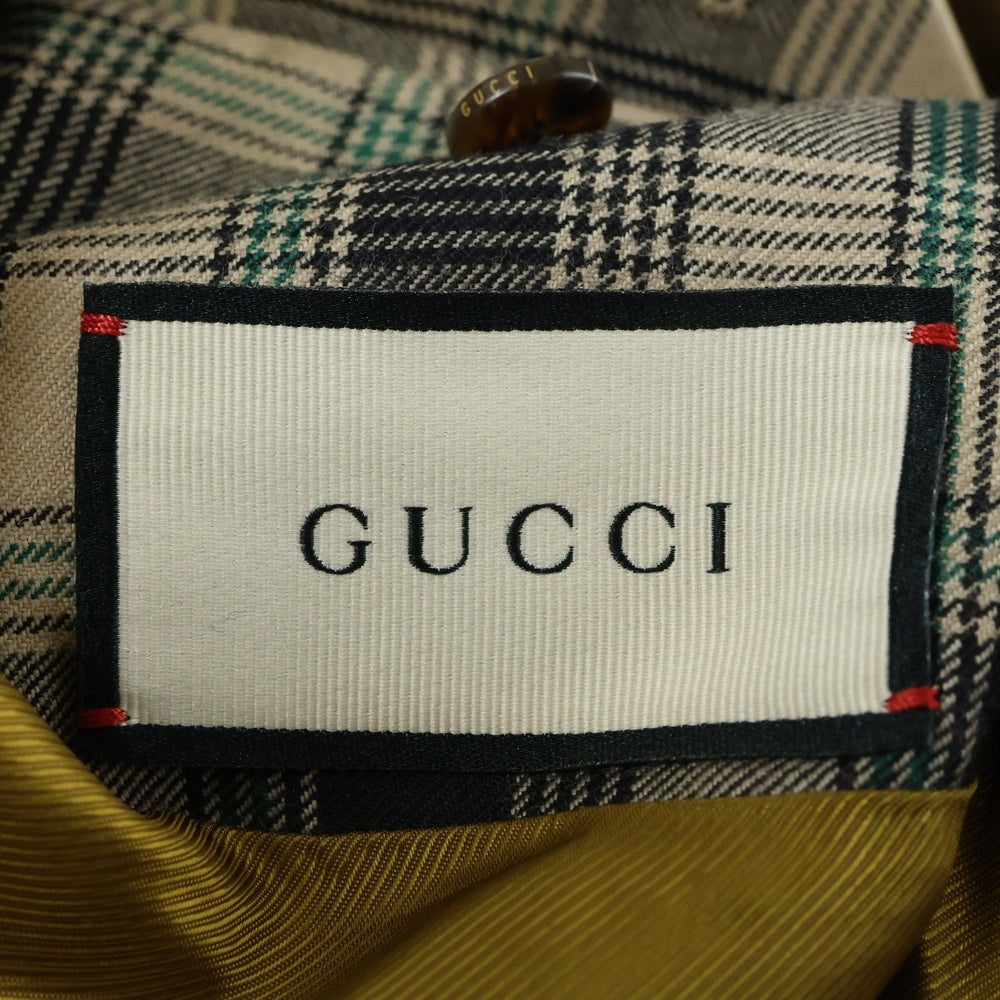 GUCCI(グッチ) 20SS LIGHT COTTON TRENCH COAT オーバーサイズコットンチノレザー切替ロングコート 620802 Z8AI0