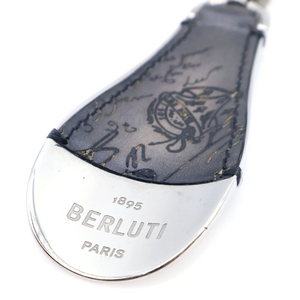 Berluti(ベルルッティ) カリグラフィ シューホーン 靴ベラ キーリング ブラウン レザー×メタル