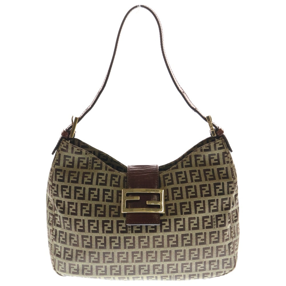 FENDI(フェンディ) ズッキーノ マンマバケット ワンショルダーバッグ ハンドバッグ キャンバス×レザー ベージュ×ブラウン 8BR036 ゴールド金具