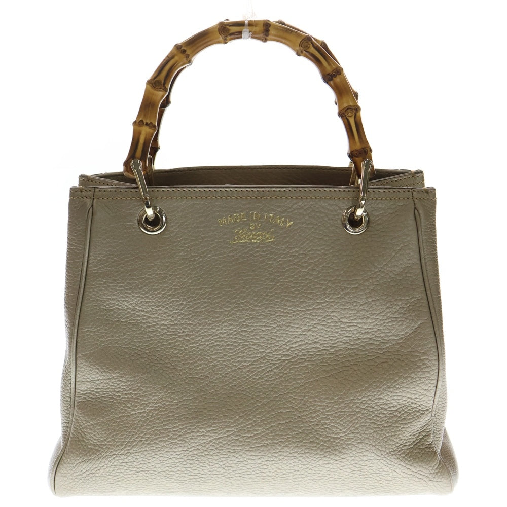 グッチ ハンドバッグ 2way オールレザー バンブー ゴールド金具 ベージュ GUCCI(グッチ) バンブー 2WAYバッグ ショルダーバッグ ハンドバッグ