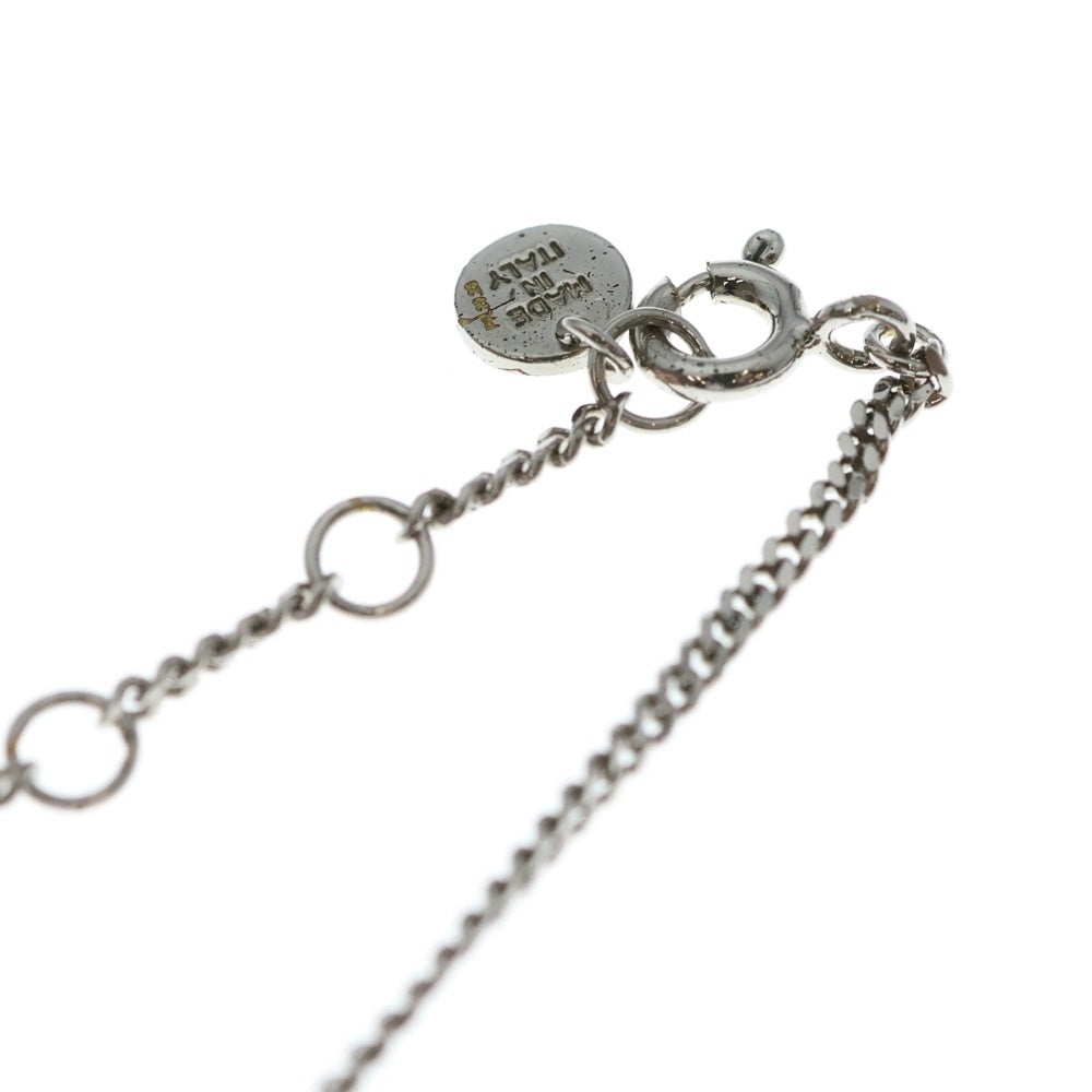 FENDI(フェンディ) オーロック ロゴ ラインストーン ネックレス ペンダント チェーン シルバー