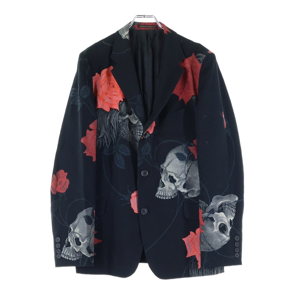 Yohji Yamamoto(ヨウジヤマモト) 18SS 復刻 スカルローズテーラードジャケット ウール×キュプラ レッド/ブラック HW-J69-106