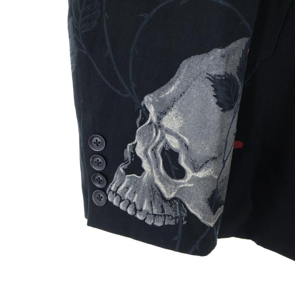 Yohji Yamamoto(ヨウジヤマモト) 18SS 復刻 スカルローズテーラードジャケット ウール×キュプラ レッド/ブラック HW-J69-106