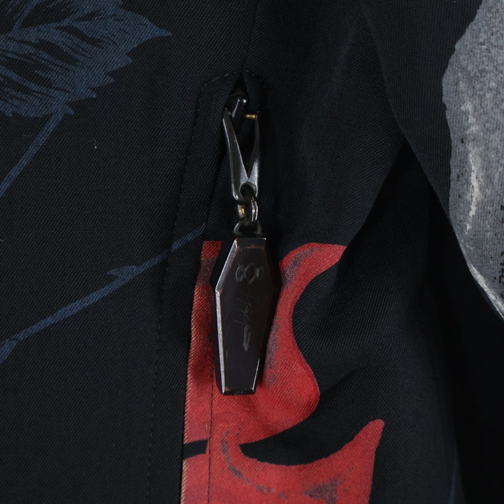 Yohji Yamamoto(ヨウジヤマモト) 18SS 復刻 スカルローズテーラードジャケット ウール×キュプラ レッド/ブラック HW-J69-106