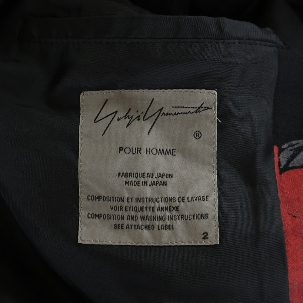 Yohji Yamamoto(ヨウジヤマモト) 18SS 復刻 スカルローズテーラードジャケット ウール×キュプラ レッド/ブラック HW-J69-106