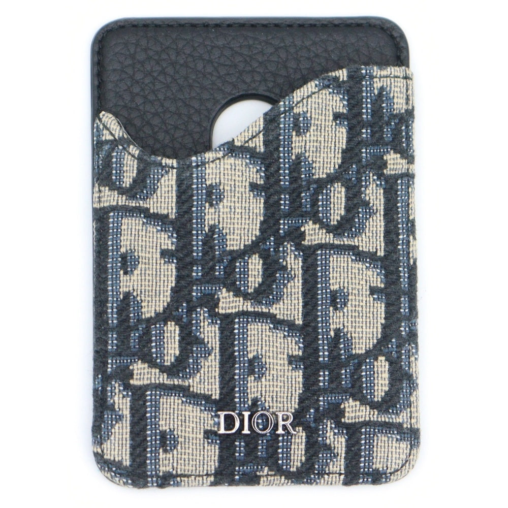 Christian Dior(クリスチャンディオール) Saddle サドル オブリーク ジャガード マグネット カードホルダー グレインドカーフスキン ネイビー