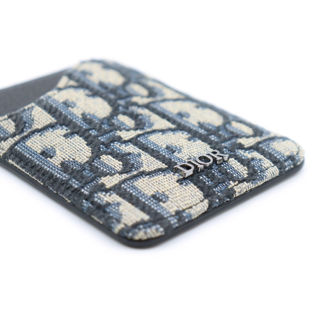Christian Dior(クリスチャンディオール) Saddle サドル オブリーク ジャガード マグネット カードホルダー グレインドカーフスキン ネイビー