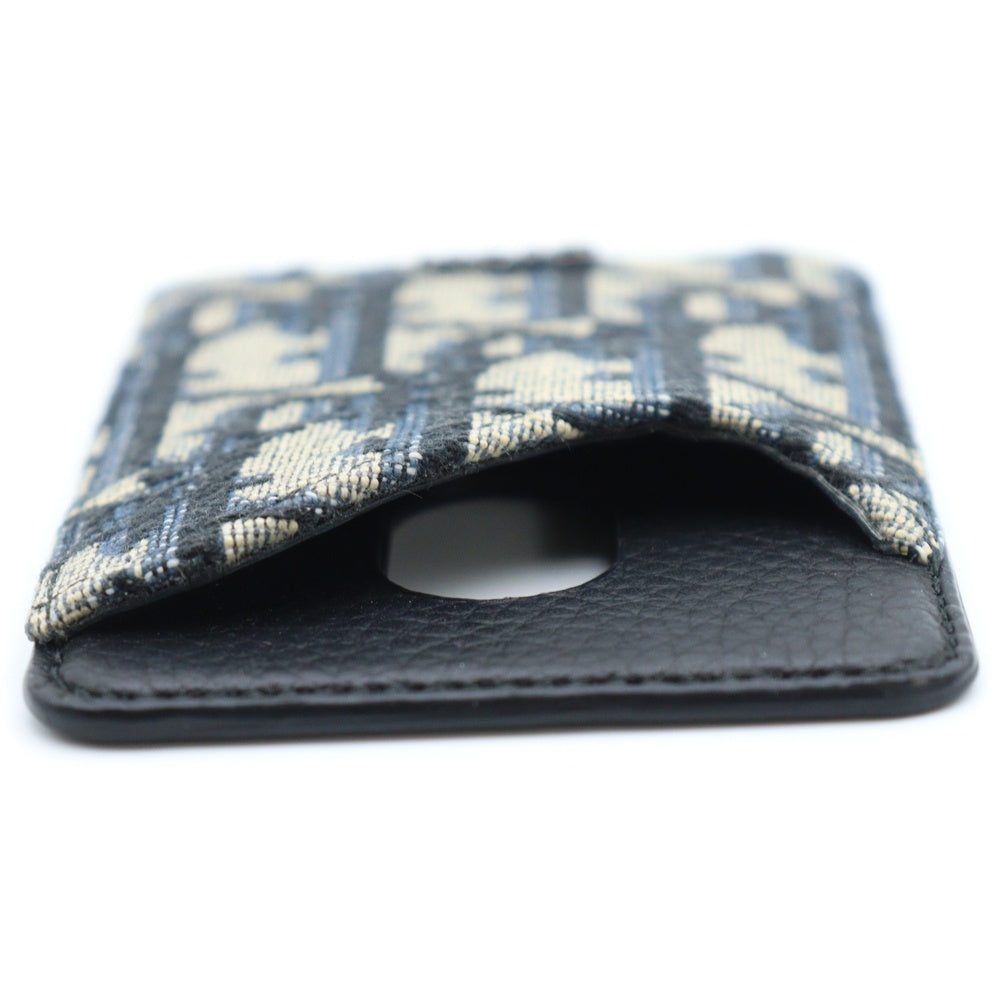 Christian Dior(クリスチャンディオール) Saddle サドル オブリーク ジャガード マグネット カードホルダー グレインドカーフスキン ネイビー