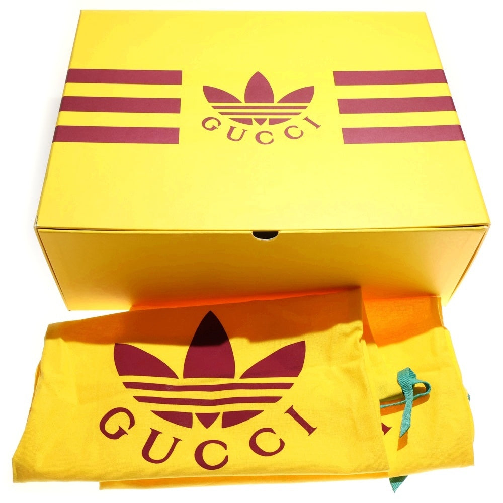 GUCCI(グッチ) ×adidas アディダス トレフォイルロゴ レザーワッペン シルクサテン マルチカラー プラットフォーム 厚底 サンダル シューズ ピンク レディース 702294