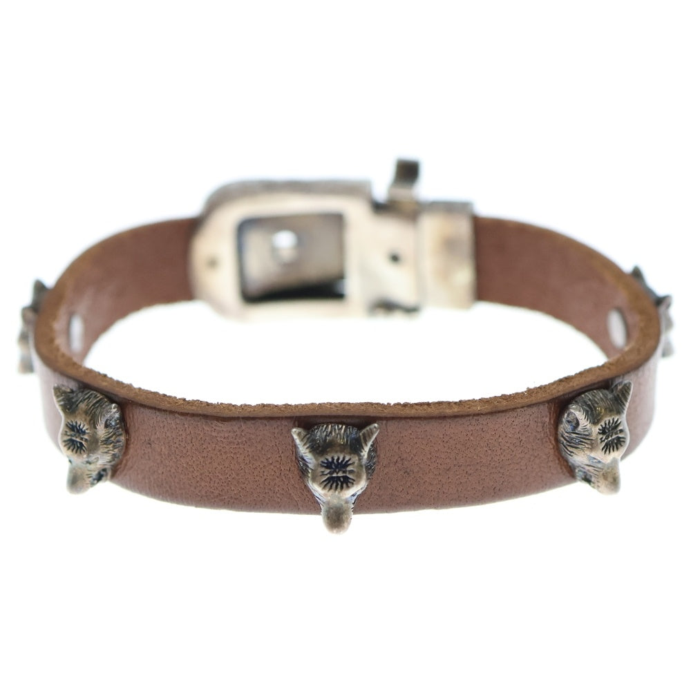GUCCI(グッチ) アンガーフォレストブレスレット バンド ブラウン レザー SV925 524907 シルバー金具