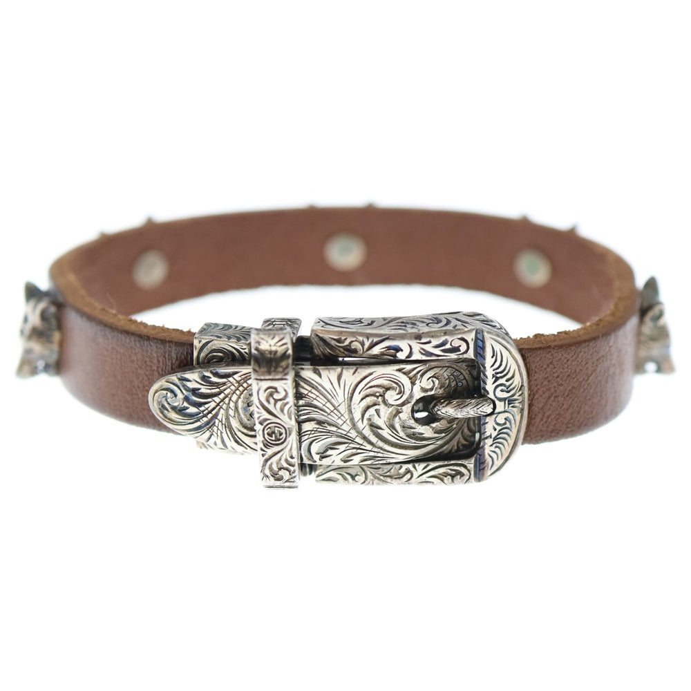 GUCCI(グッチ) アンガーフォレストブレスレット バンド ブラウン レザー SV925 524907 シルバー金具