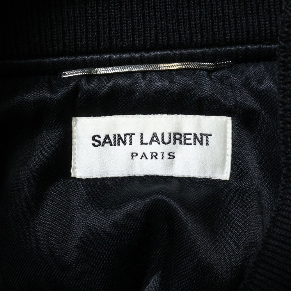 SAINT LAURENT PARIS(サンローランパリ) コットン ポリエステル ツイル ジップアップ 中綿 フライト ボンバージャケット ブルゾン ネイビー 456742Y039W