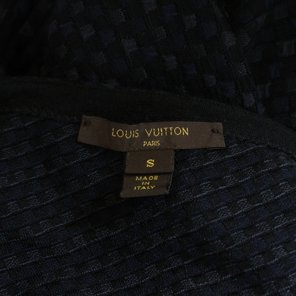 LOUIS VUITTON(ルイヴィトン) 14SS 総柄ジャガード シルクニット ノースリーブ ミディアムワンピース ドレス ネイビー レディース RW141W F5KD03OEK