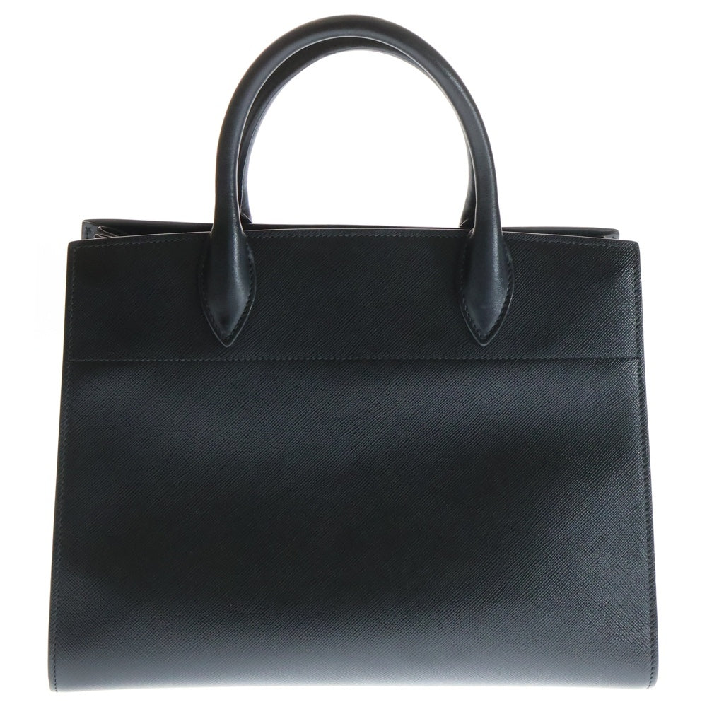 PRADA(プラダ) ビブリオテーク 2WAYバッグ ハンドバッグ ショルダーバッグ ブラック レザー 1BA049 ゴールド金具 レディース