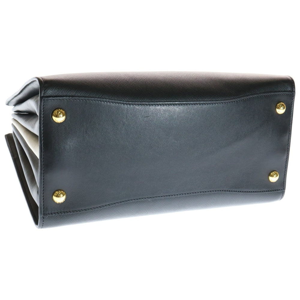 PRADA(プラダ) ビブリオテーク 2WAYバッグ ハンドバッグ ショルダーバッグ ブラック レザー 1BA049 ゴールド金具 レディース