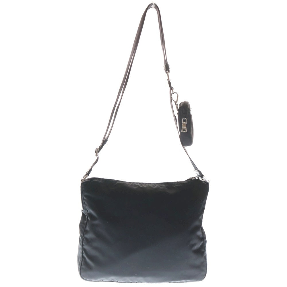 PRADA(プラダ) リナイロン ショルダーバッグ サコッシュ ブラック ナイロン 1BC421 シルバー金具 レディース