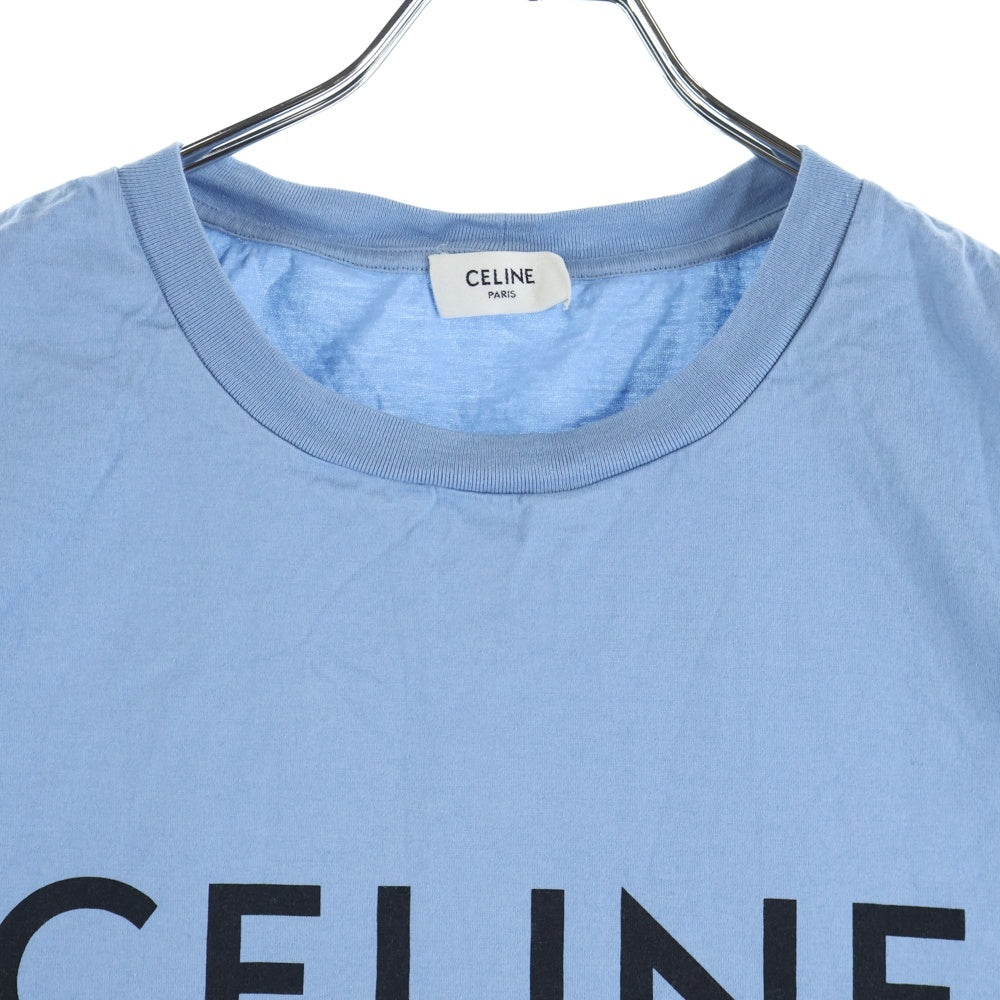 CELINE(セリーヌ) ロゴプリント クルーネック 半袖Tシャツ カットソー ライトブルー 2X681671Q.05WL