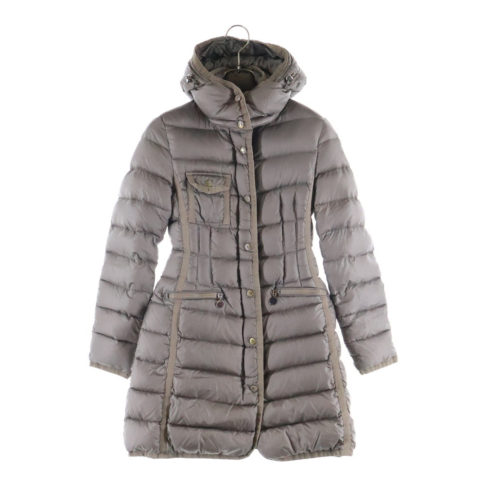 MONCLER(モンクレール) HERMINE エルミンヌ ワッペンロゴ フーデッド ジップアップ ダウン ロング ジャケット コート ブラウン レディース 220934995705 53048