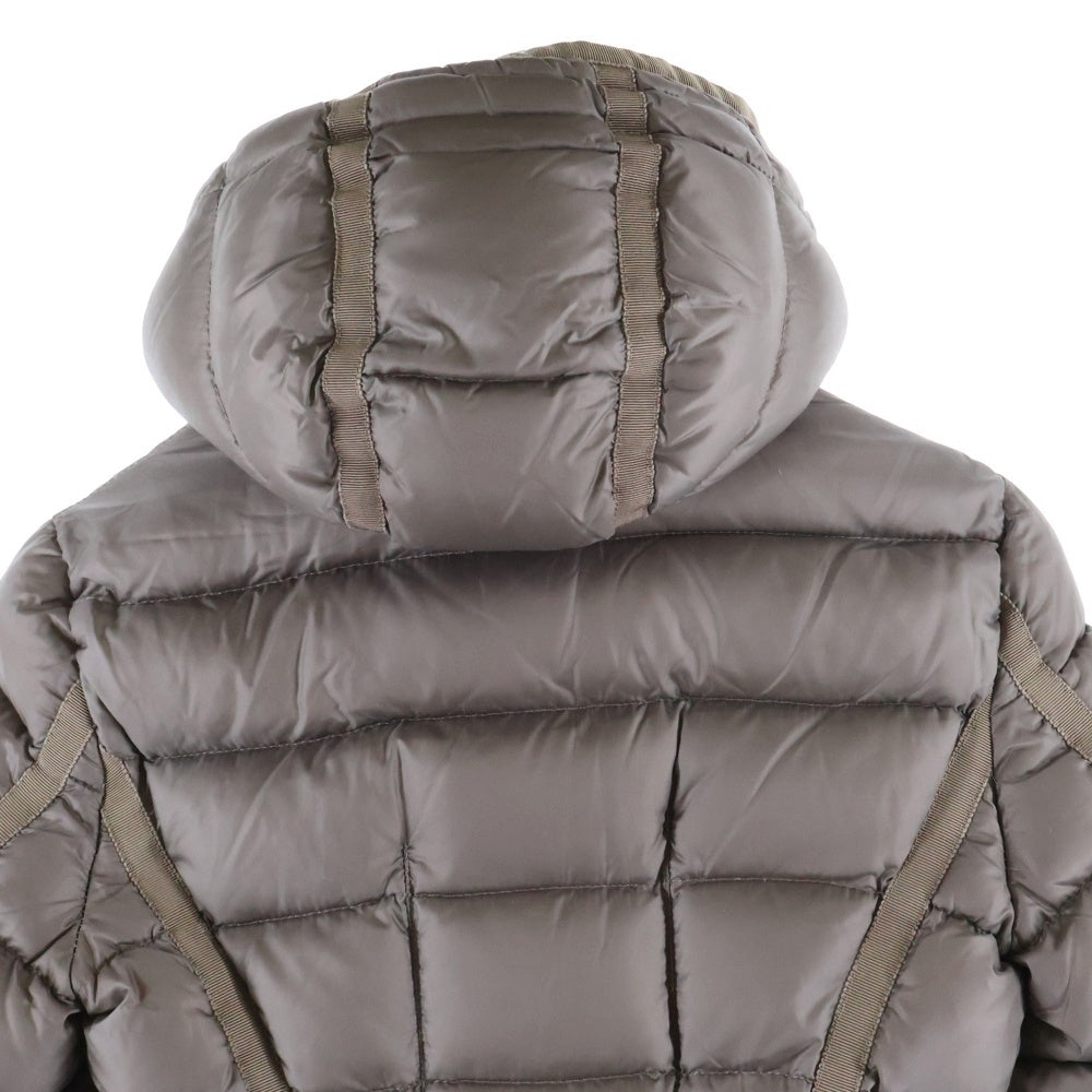 MONCLER(モンクレール) HERMINE エルミンヌ ワッペンロゴ フーデッド ジップアップ ダウン ロング ジャケット コート ブラウン レディース 220934995705 53048