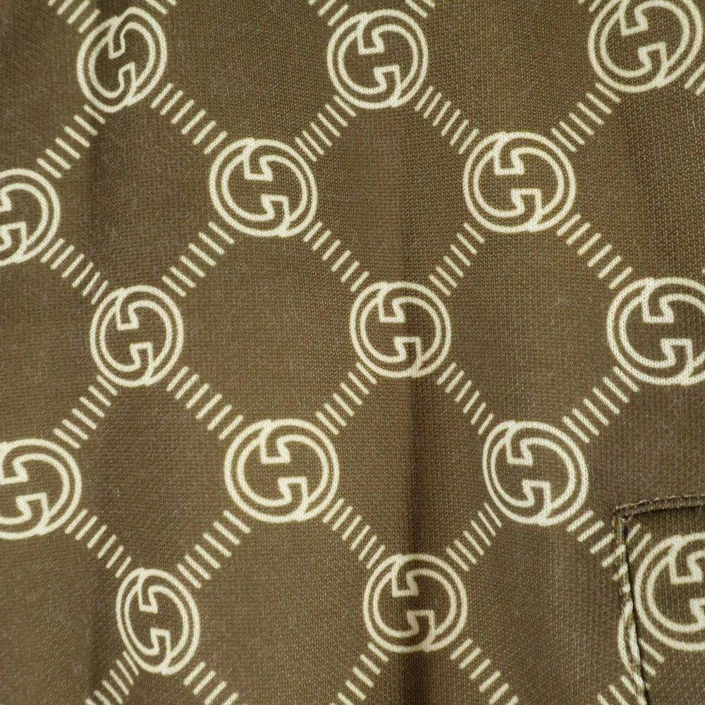 GUCCI(グッチ) インターロッキングG 総柄 シェリーライン クロップド ショート スタンドカラー ジップアップ トラックジャケット ブラウン レディース 671495