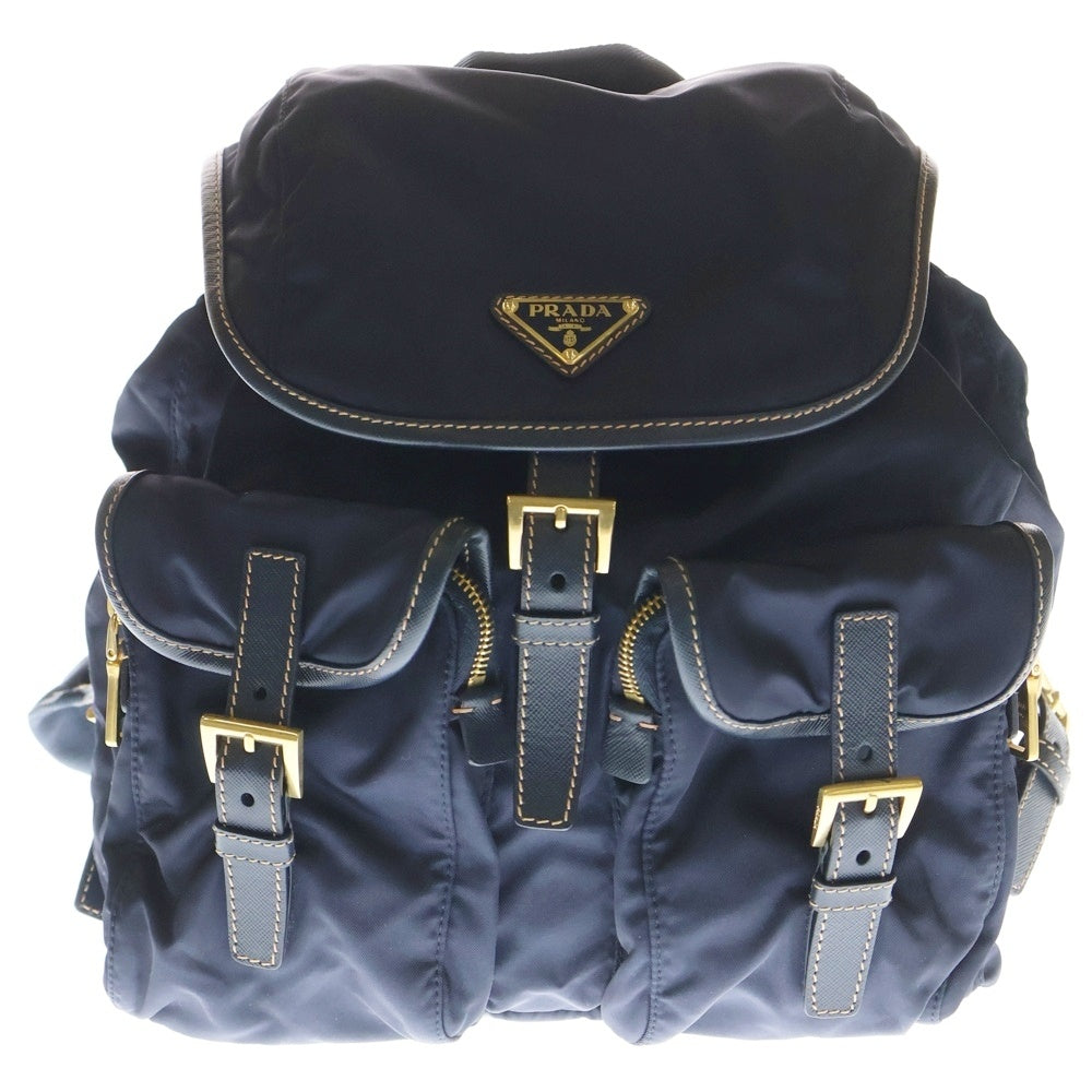 PRADA(プラダ) テスート リュックサック バックパック ネイビー ナイロン×レザー BZ0030 ゴールド金具