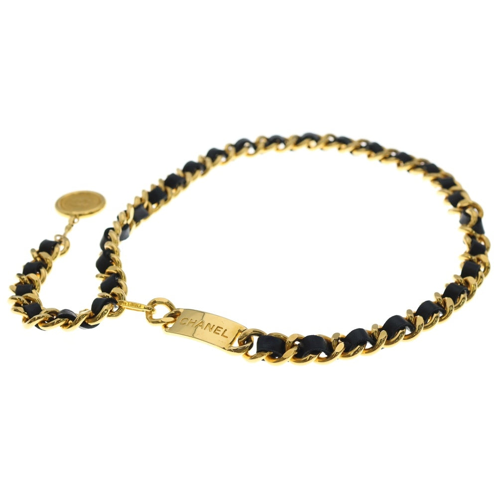 CHANEL(シャネル) シャネル レザーベルト メダルモチーフ ブラック×ゴールド レディース