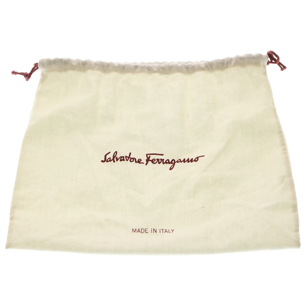 FERRAGAMO(フェラガモ) ヴァラ リボン ロゴプレート レザー ラメグリッター チェーン ショルダーバッグ シルバー金具 ピンク レディース