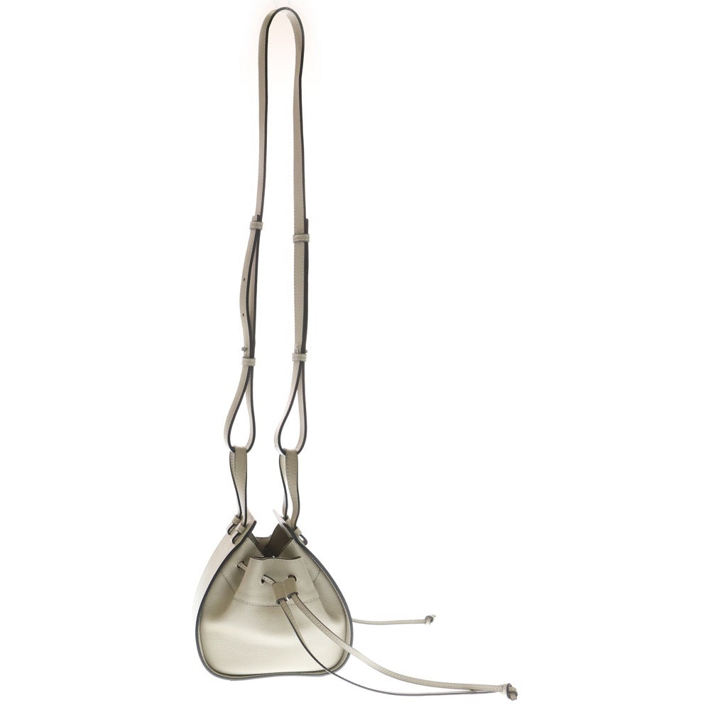 LOEWE(ロエベ) ハンモック アナグラムロゴ ドローストリング レザー ミニ 2WAY ハンド ショルダーバッグ シルバー金具 ベージュ A538V07X15 レディース