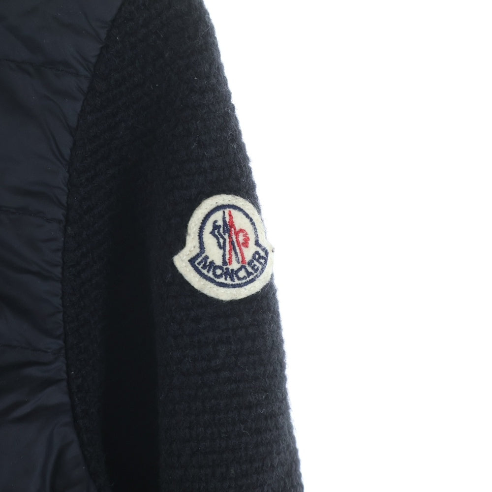 MONCLER(モンクレール) MAGLIONE TRICOT ALLA COREANA ニット ダウン カーディガン ブラック ダウン×ニット XS レディース