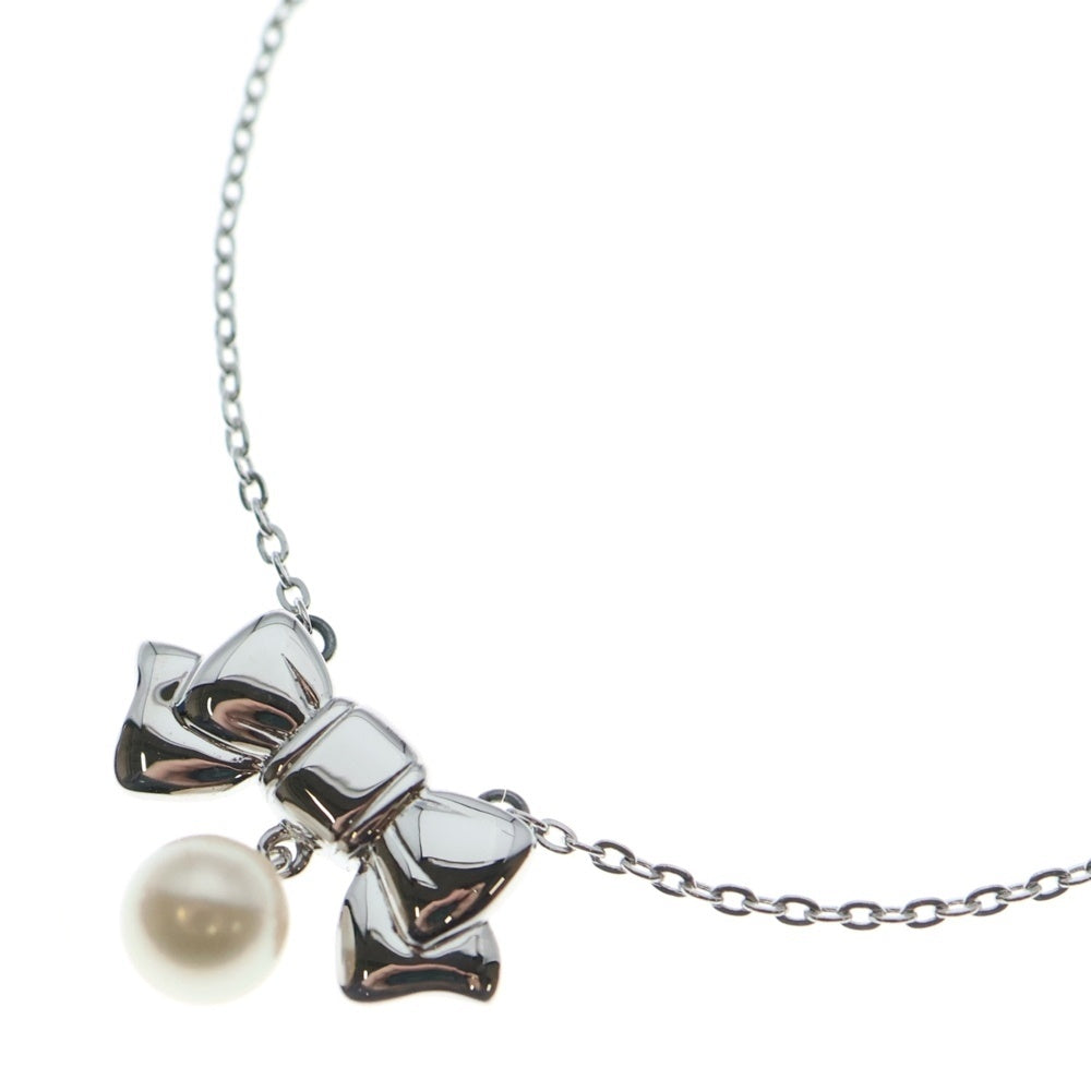 MIKIMOTO(ミキモト) アコヤパール リボンモチーフ ネックレス シルバー 真珠 ペンダント レディース