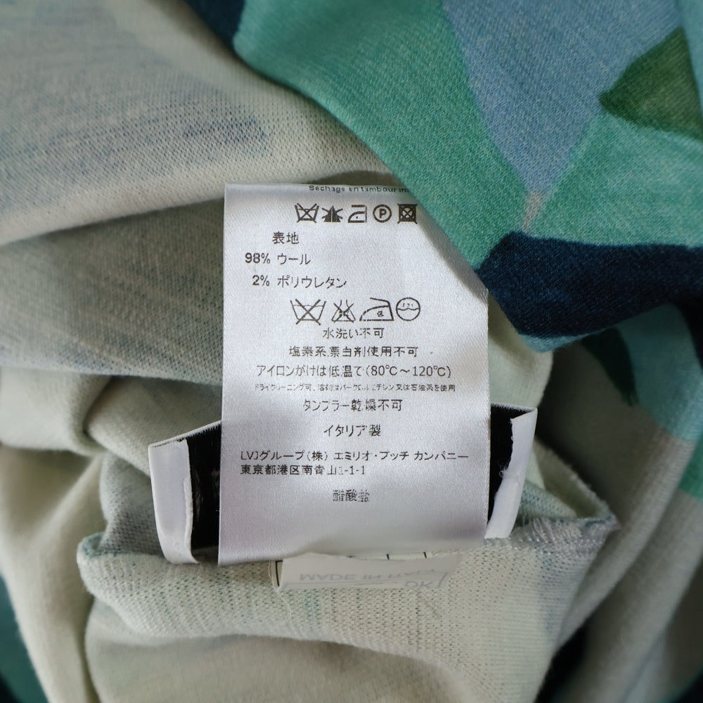 EMILIO PUCCI(エミリオプッチ) 総柄プリント ウール 長袖 ミディアム タイト ワンピース グリーン レディース 17RI70