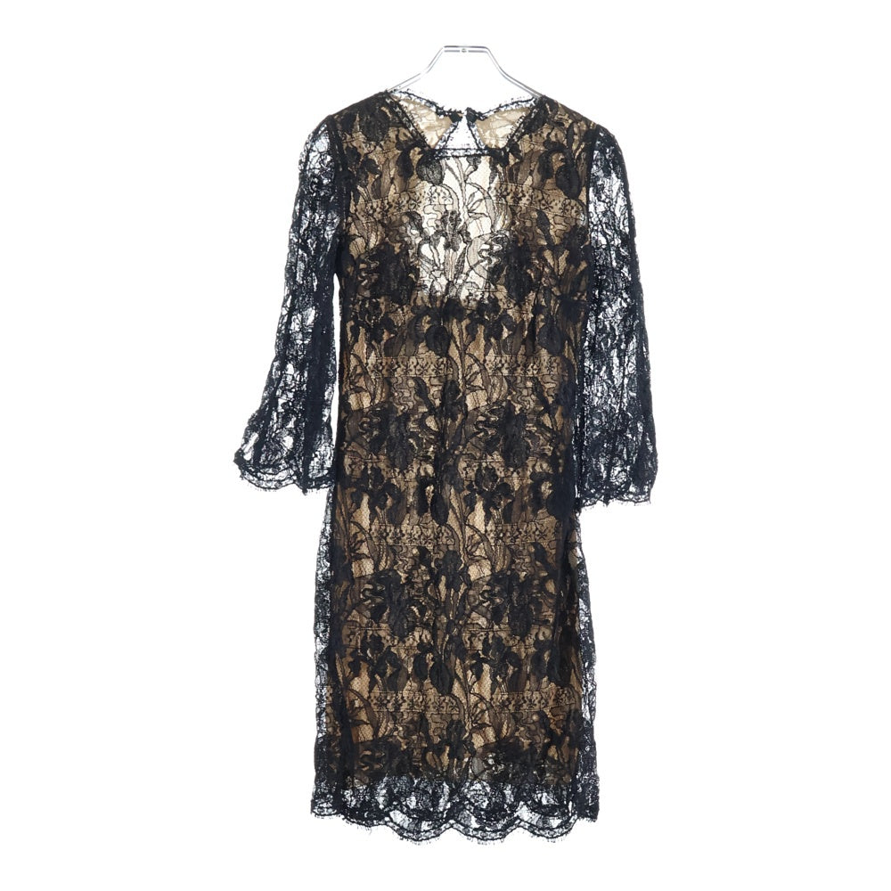 EMILIO PUCCI(エミリオプッチ) レース レイヤード 長袖 ミディアム タイト ワンピース ブラック レディース 21RI15