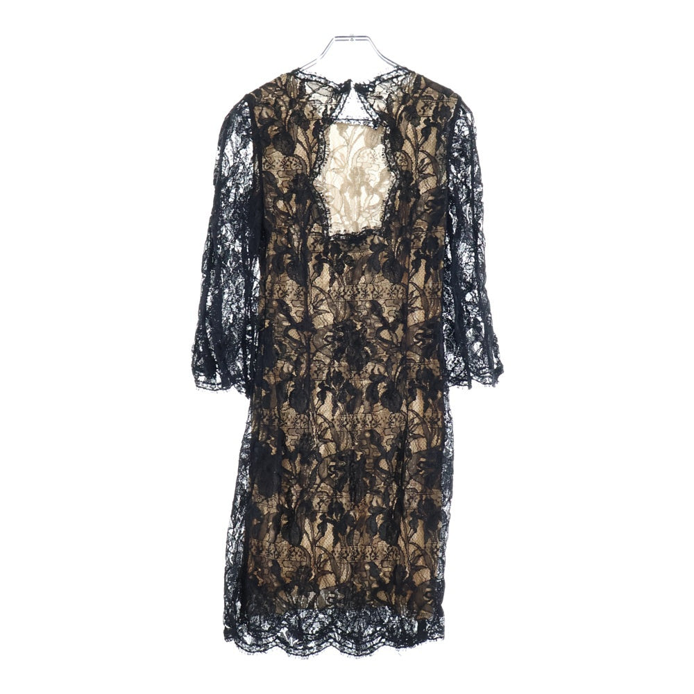 EMILIO PUCCI(エミリオプッチ) レース レイヤード 長袖 ミディアム タイト ワンピース ブラック レディース 21RI15